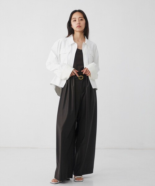 UNITED TOKYO(ユナイテッドトウキョウ)の「スタンドカラーシャツブルゾン|ウォッシャブル/軽羽織/春服(シャツ/ブラウス・レディース・その他2/ネイビー/ホワイト・FREE)」の4枚目の写真