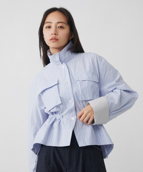 UNITED TOKYO(ユナイテッドトウキョウ)の「スタンドカラーシャツブルゾン|ウォッシャブル/軽羽織/春服(シャツ/ブラウス・レディース・その他2/ネイビー/ホワイト・FREE)」の13枚目の写真