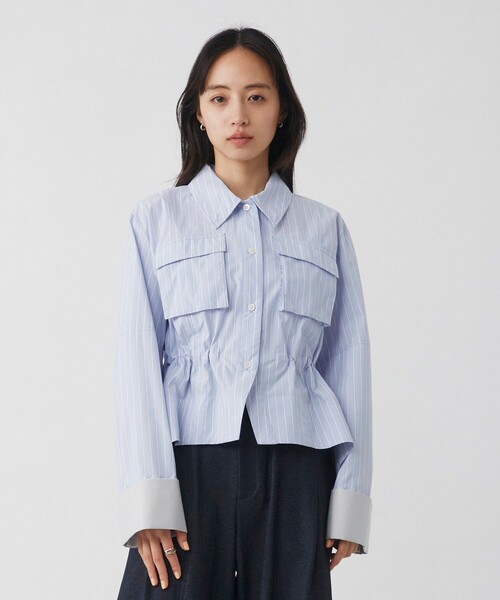 UNITED TOKYO(ユナイテッドトウキョウ)の「スタンドカラーシャツブルゾン|ウォッシャブル/軽羽織/春服(シャツ/ブラウス・レディース・その他2/ネイビー/ホワイト・FREE)」の14枚目の写真