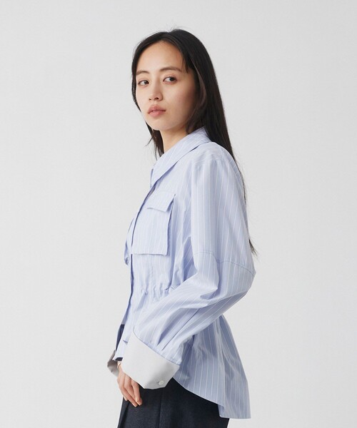 UNITED TOKYO(ユナイテッドトウキョウ)の「スタンドカラーシャツブルゾン|ウォッシャブル/軽羽織/春服(シャツ/ブラウス・レディース・その他2/ネイビー/ホワイト・FREE)」の15枚目の写真
