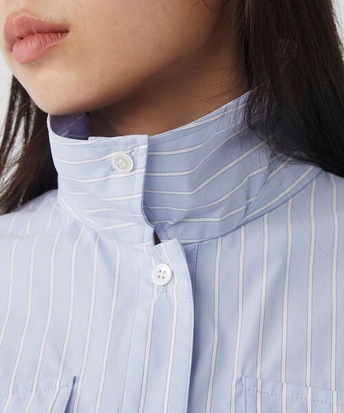 UNITED TOKYO(ユナイテッドトウキョウ)の「スタンドカラーシャツブルゾン|ウォッシャブル/軽羽織/春服(シャツ/ブラウス・レディース・その他2/ネイビー/ホワイト・FREE)」の18枚目の写真
