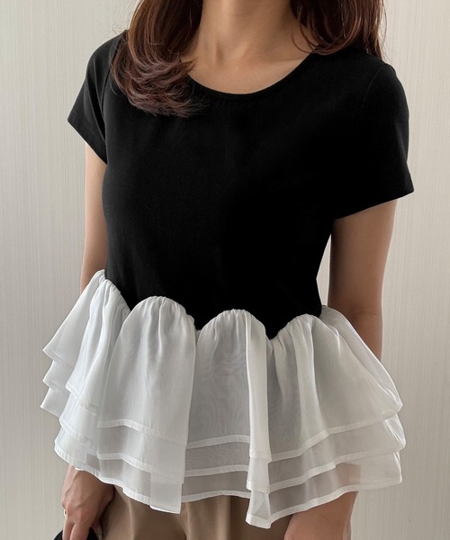 Sheer frill ducking cato tops — топ с прозрачной рюшевой отделкой