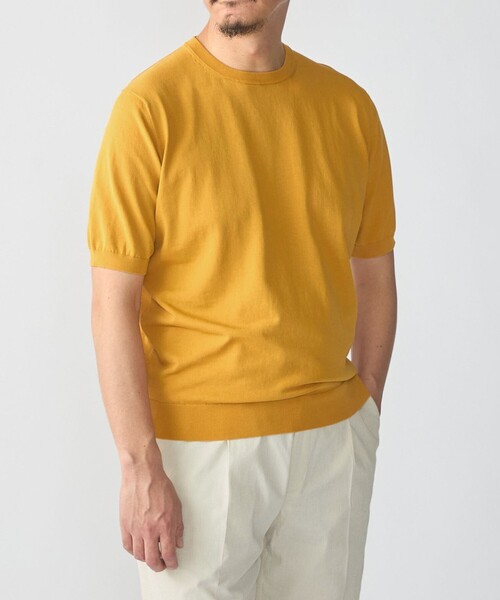 SHIPS(シップス)の「SHIPS:〈接触冷感〉 ICE COTTON クルーネック ショート スリーブ ニット Tシャツ(ニット/セーター・メンズ・ブラック/イエロー/ネイビー/ホワイト/グリーン・SMALL/MEDIUM/X-LARGE/LARGE)」の5枚目の写真