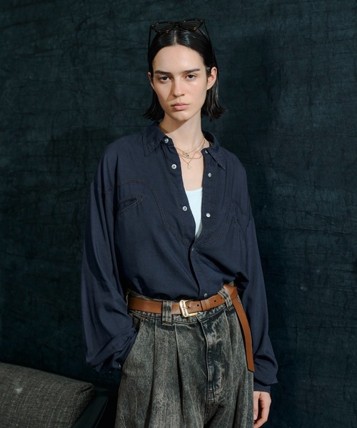 soerte(ソエルテ)の「Sheer Denim Western Shirt / シアーデニムウエスタンシャツ(シャツ/ブラウス・メンズ・ネイビー/ブルー・3/1/2)」の10枚目の写真
