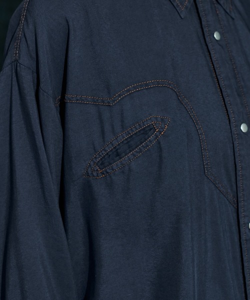 soerte(ソエルテ)の「Sheer Denim Western Shirt / シアーデニムウエスタンシャツ(シャツ/ブラウス・メンズ・ネイビー/ブルー・3/1/2)」の12枚目の写真