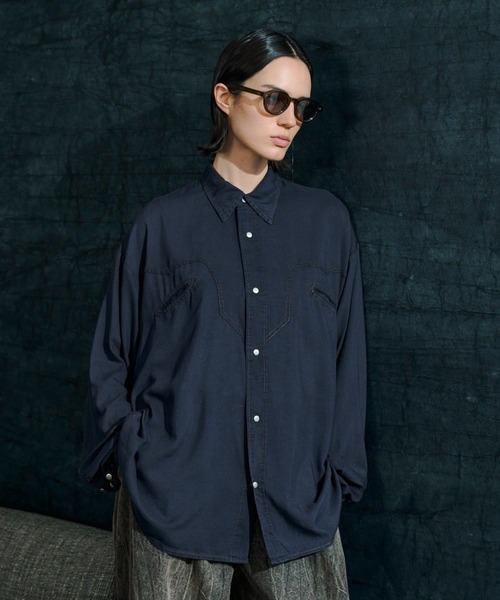 soerte(ソエルテ)の「Sheer Denim Western Shirt / シアーデニムウエスタンシャツ(シャツ/ブラウス・メンズ・ネイビー/ブルー・3/1/2)」の14枚目の写真