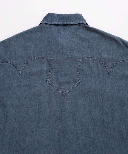soerte(ソエルテ)の「Sheer Denim Western Shirt / シアーデニムウエスタンシャツ(シャツ/ブラウス・メンズ・ネイビー/ブルー・3/1/2)」の3枚目の写真