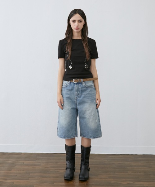 Rohwel(ローウェル)の「Classic Bermuda Denim Shorts / クラシックバミューダショートデニム(デニムパンツ・レディース・ライトブルー・MEDIUM/SMALL)」の6枚目の写真