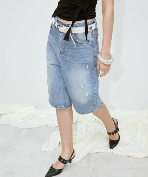 Rohwel(ローウェル)の「Classic Bermuda Denim Shorts / クラシックバミューダショートデニム(デニムパンツ・レディース・ライトブルー・MEDIUM/SMALL)」の18枚目の写真