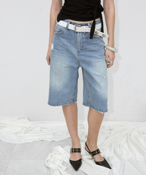 Rohwel(ローウェル)の「Classic Bermuda Denim Shorts / クラシックバミューダショートデニム(デニムパンツ・レディース・ライトブルー・MEDIUM/SMALL)」の14枚目の写真