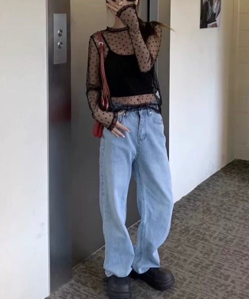 CELENA BEATS(セレナビーツ)の「ドット シアー メッシュ ハイネック カットソー(Tシャツ/カットソー・レディース・ブラック/アイボリー・FREE)」の11枚目の写真