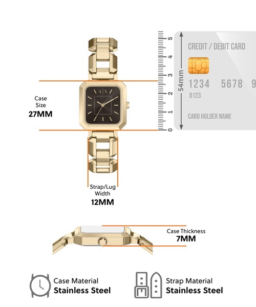 ARMANI EXCHANGE(アルマーニエクスチェンジ)の「アルマーニ・エクスチェンジ 腕時計 レディース アナログ ステンレス AX5738(アナログ腕時計・レディース・ゴールド・FREE)」の5枚目の写真