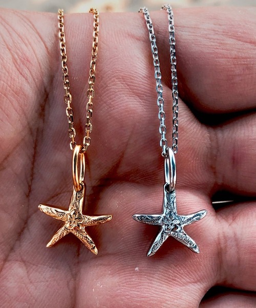 Hawaii産サンライズシェル型取り⭐︎silverチャームネックレス セール】starfish necklace #IB-015/【ハワイアンジュエリー