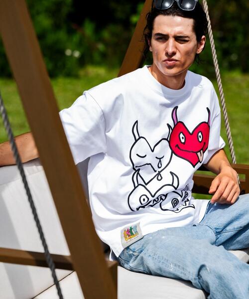 maxsix(マックスシックス)の「maxsix(マックスシックス)ONI HERTS S/S TEE(Tシャツ/カットソー・メンズ・ホワイト/ブラック・L/M/S)」の1枚目の写真
