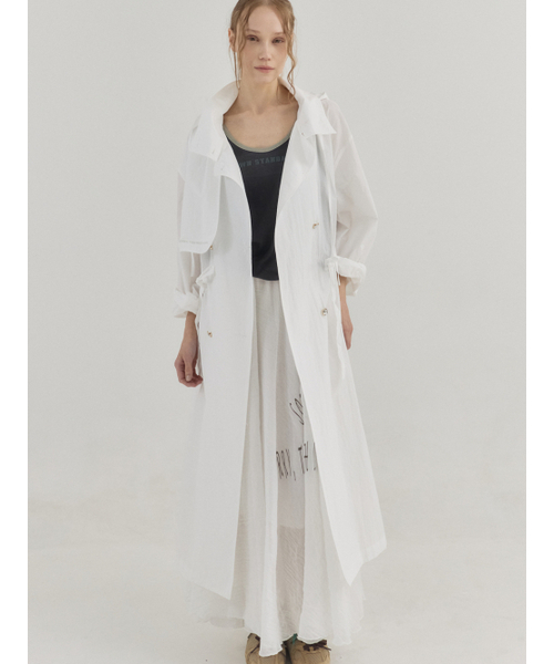 Sorry,Too Much Love(ソーリートゥーマッチラブ)の「Sheer Hooded Coat_White(トレンチコート・レディース・その他・FREE)」の2枚目の写真