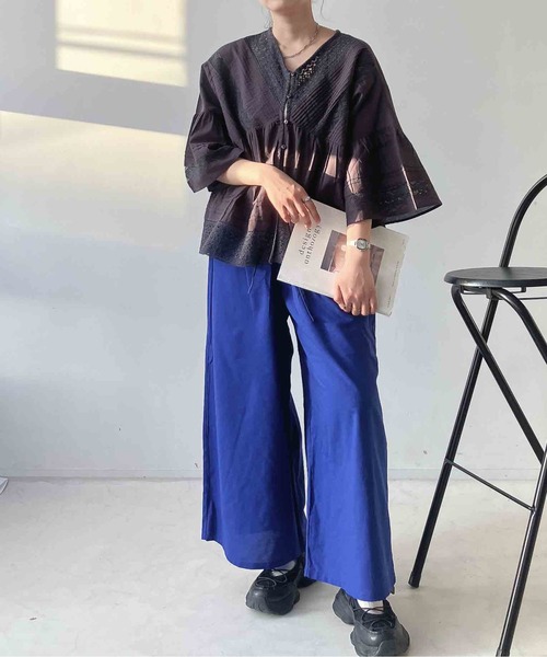 AS KNOW AS plus(アズノゥアズプラス)の「〇5分袖 ふんだんピンタックレースブラウス(シャツ/ブラウス・レディース・チャコールグレー/オフホワイト/ベージュ・FREE)」の16枚目の写真