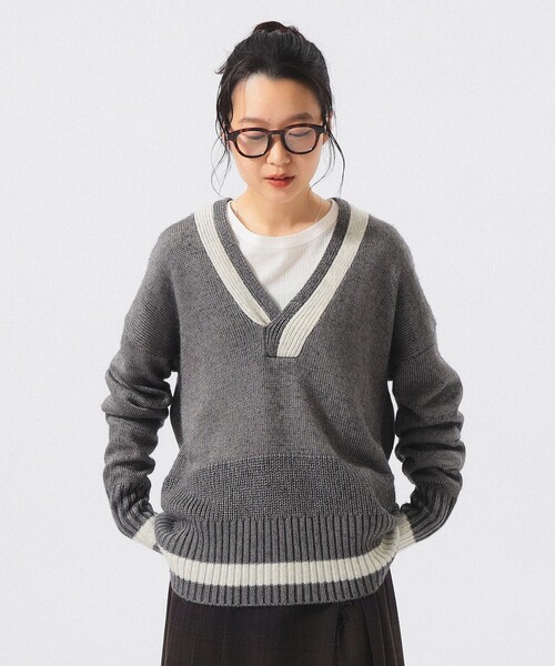 BEAMS BOY(ビームスボーイ)の「ライン スポーツ プルオーバー(ニット/セーター・レディース・グリーン/グレー・ONE SIZE)」の6枚目の写真