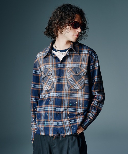 Paint Splash Check Shirt / ペイントスプラッシュチェックシャツ