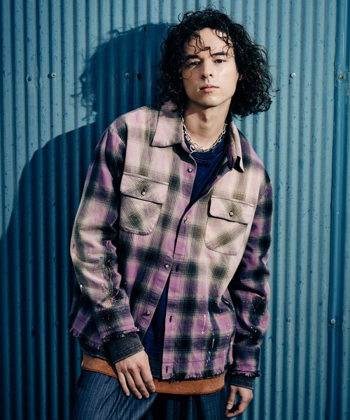 Paint Splash Check Shirt / ペイントスプラッシュチェックシャツ