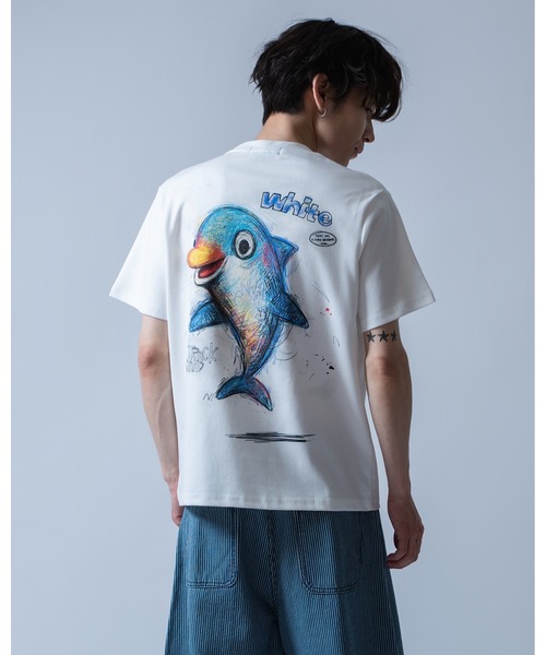 Crownor(クラウノアー)の「ドルフィングラフィック 半袖Tシャツ(Tシャツ/カットソー・メンズ・ホワイト/サックスブルー/ブラック・LARGE/MEDIUM)」の7枚目の写真