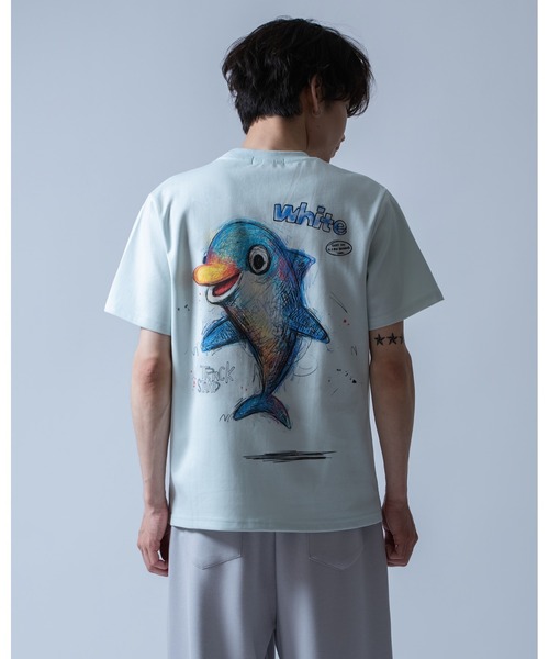 Crownor(クラウノアー)の「ドルフィングラフィック 半袖Tシャツ(Tシャツ/カットソー・メンズ・ホワイト/サックスブルー/ブラック・LARGE/MEDIUM)」の19枚目の写真