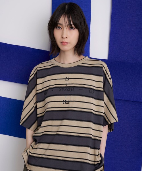 Nora Lily(ノラリリー)の「【Nora Lily】Border Dolman Wide Tee(Tシャツ/カットソー・メンズ・ボルドー/カーキ系/グレー系その他/イエロー系その他・FREE)」の1枚目の写真