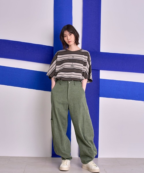 Nora Lily(ノラリリー)の「【Nora Lily】Border Dolman Wide Tee(Tシャツ/カットソー・メンズ・ボルドー/カーキ系/グレー系その他/イエロー系その他・FREE)」の6枚目の写真