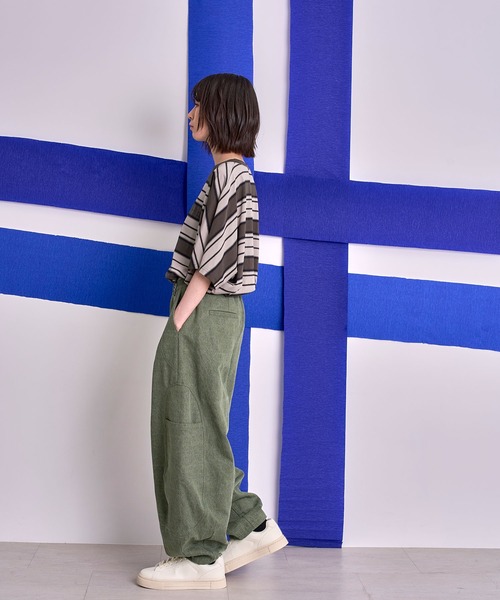 Nora Lily(ノラリリー)の「【Nora Lily】Border Dolman Wide Tee(Tシャツ/カットソー・メンズ・ボルドー/カーキ系/グレー系その他/イエロー系その他・FREE)」の7枚目の写真