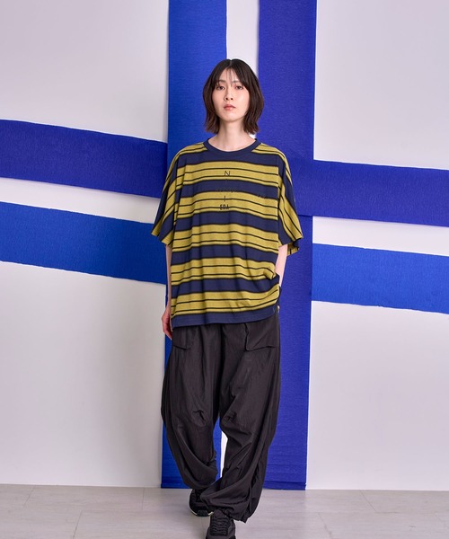 Nora Lily(ノラリリー)の「【Nora Lily】Border Dolman Wide Tee(Tシャツ/カットソー・メンズ・ボルドー/カーキ系/グレー系その他/イエロー系その他・FREE)」の12枚目の写真