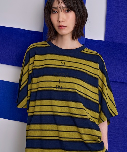 Nora Lily(ノラリリー)の「【Nora Lily】Border Dolman Wide Tee(Tシャツ/カットソー・メンズ・ボルドー/カーキ系/グレー系その他/イエロー系その他・FREE)」の9枚目の写真