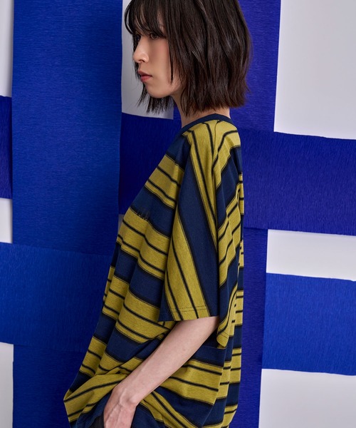 Nora Lily(ノラリリー)の「【Nora Lily】Border Dolman Wide Tee(Tシャツ/カットソー・メンズ・ボルドー/カーキ系/グレー系その他/イエロー系その他・FREE)」の10枚目の写真