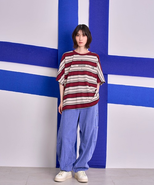 Nora Lily(ノラリリー)の「【Nora Lily】Border Dolman Wide Tee(Tシャツ/カットソー・メンズ・ボルドー/カーキ系/グレー系その他/イエロー系その他・FREE)」の18枚目の写真