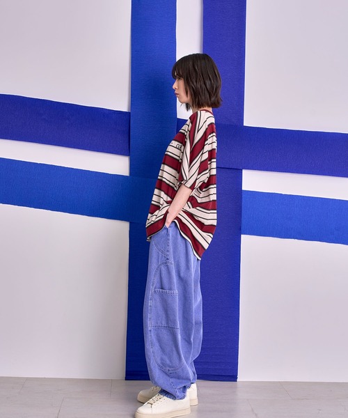 Nora Lily(ノラリリー)の「【Nora Lily】Border Dolman Wide Tee(Tシャツ/カットソー・メンズ・ボルドー/カーキ系/グレー系その他/イエロー系その他・FREE)」の19枚目の写真