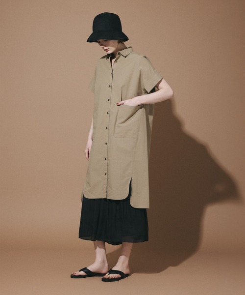 LA MARINE FRANCAISE(マリン フランセーズ)の「ドルマンスリーブシャツワンピース(ワンピース・レディース・ベージュ/ホワイト/ブラック・FREE)」の6枚目の写真