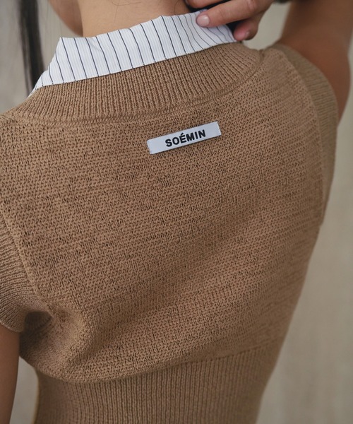 SOEMIN(ソミン)の「Shirt layered knit vest/シャツレイヤードニットベスト(タンクトップ・レディース・ネイビー/ベージュ/ブラック・FREE)」の19枚目の写真