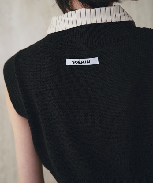 SOEMIN(ソミン)の「Shirt layered knit vest/シャツレイヤードニットベスト(タンクトップ・レディース・ネイビー/ベージュ/ブラック・FREE)」の14枚目の写真