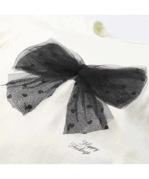 Will Mery(ウイルメリィ)の「【WEB限定】チュールリボン付半袖Tシャツ(Tシャツ/カットソー・キッズ・オフホワイト・80/90/100/110/120/130)」の3枚目の写真