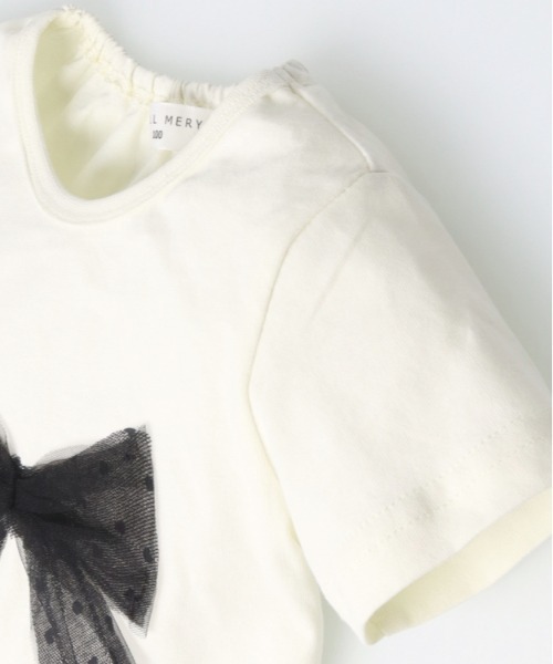 Will Mery(ウイルメリィ)の「【WEB限定】チュールリボン付半袖Tシャツ(Tシャツ/カットソー・キッズ・オフホワイト・80/90/100/110/120/130)」の4枚目の写真