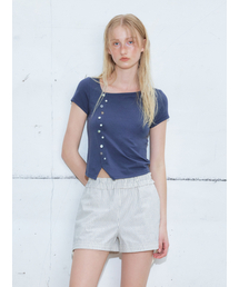 ETMON（エトモン）の「Pearl Button T-Shirt, Navy（Tシャツ/カットソー）」