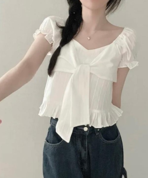 semplice（センプリチェ）の「ブラウス【韓国ファッション】（シャツ/ブラウス・レディース・ブルー/ブラック/ホワイト・F）」の10枚目の写真