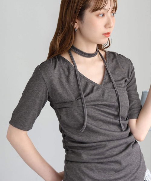 tiptop(ティップトップ)の「シアーテレコカシュクールプルオーバー(Tシャツ/カットソー・レディース・アイボリー/チャコールグレー・FREE)」の17枚目の写真