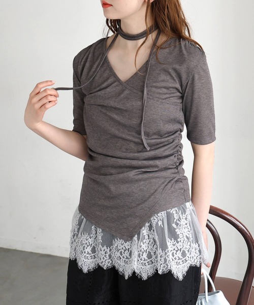 tiptop(ティップトップ)の「シアーテレコカシュクールプルオーバー(Tシャツ/カットソー・レディース・アイボリー/チャコールグレー・FREE)」の19枚目の写真
