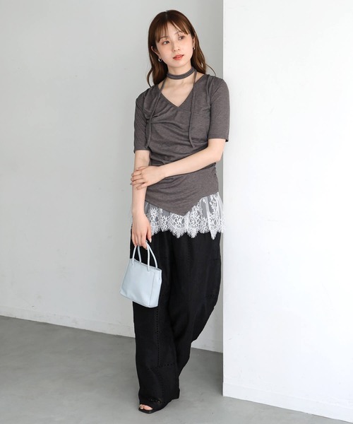 tiptop(ティップトップ)の「シアーテレコカシュクールプルオーバー(Tシャツ/カットソー・レディース・アイボリー/チャコールグレー・FREE)」の21枚目の写真