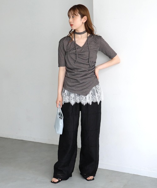 tiptop(ティップトップ)の「シアーテレコカシュクールプルオーバー(Tシャツ/カットソー・レディース・アイボリー/チャコールグレー・FREE)」の22枚目の写真