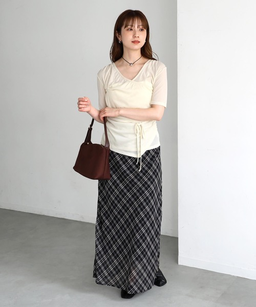 tiptop(ティップトップ)の「シアーテレコカシュクールプルオーバー(Tシャツ/カットソー・レディース・アイボリー/チャコールグレー・FREE)」の7枚目の写真