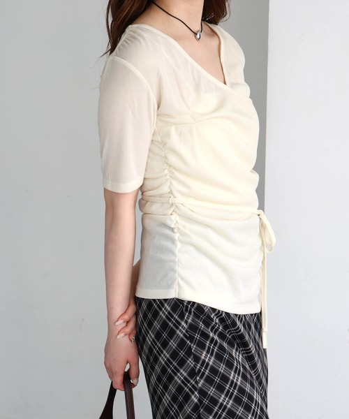 tiptop(ティップトップ)の「シアーテレコカシュクールプルオーバー(Tシャツ/カットソー・レディース・アイボリー/チャコールグレー・FREE)」の8枚目の写真