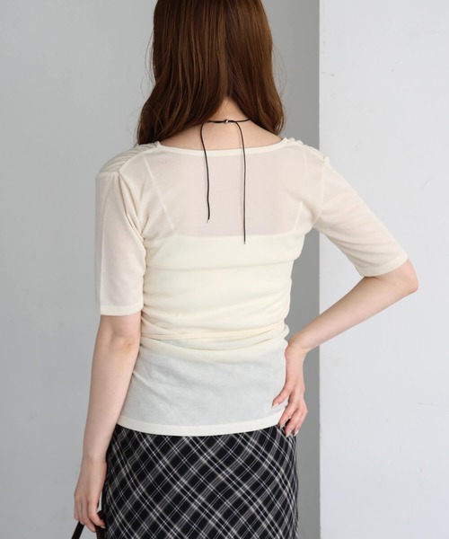 tiptop(ティップトップ)の「シアーテレコカシュクールプルオーバー(Tシャツ/カットソー・レディース・アイボリー/チャコールグレー・FREE)」の10枚目の写真