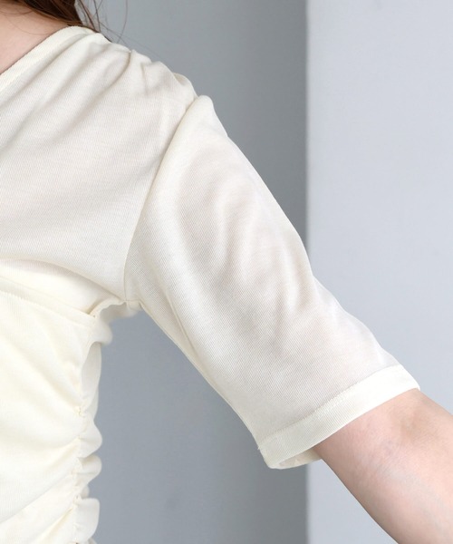 tiptop(ティップトップ)の「シアーテレコカシュクールプルオーバー(Tシャツ/カットソー・レディース・アイボリー/チャコールグレー・FREE)」の14枚目の写真