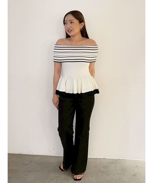 LAGUNAMOON（ラグナムーン）の「ボーダーペプラムオフショルニットプルオーバー 【夏服】（ニット/セーター・レディース・ホワイト/ネイビー・FREE）」の21枚目の写真