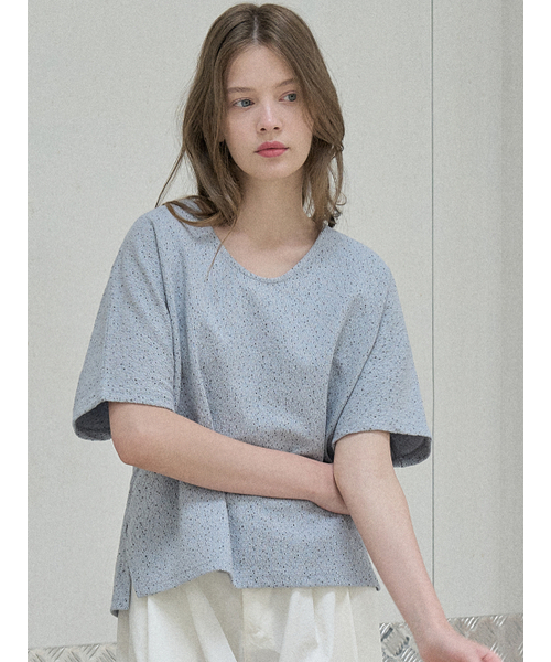 AVANT-G(アバン)の「Small Dot Cap Sleeve T-shirt - BLUE(Tシャツ/カットソー・レディース・その他・FREE)」の1枚目の写真